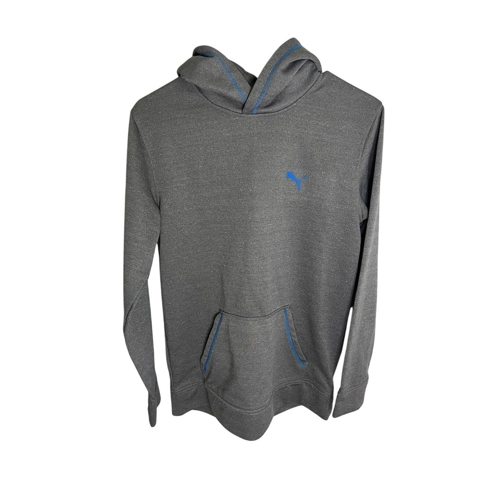 Puma Boys XL (18-20) Grey Blue Hoodie‎ Thumb Holes Pullover
